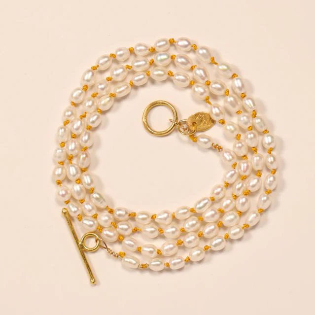 18" Keshi Pearl Strand in Marigold