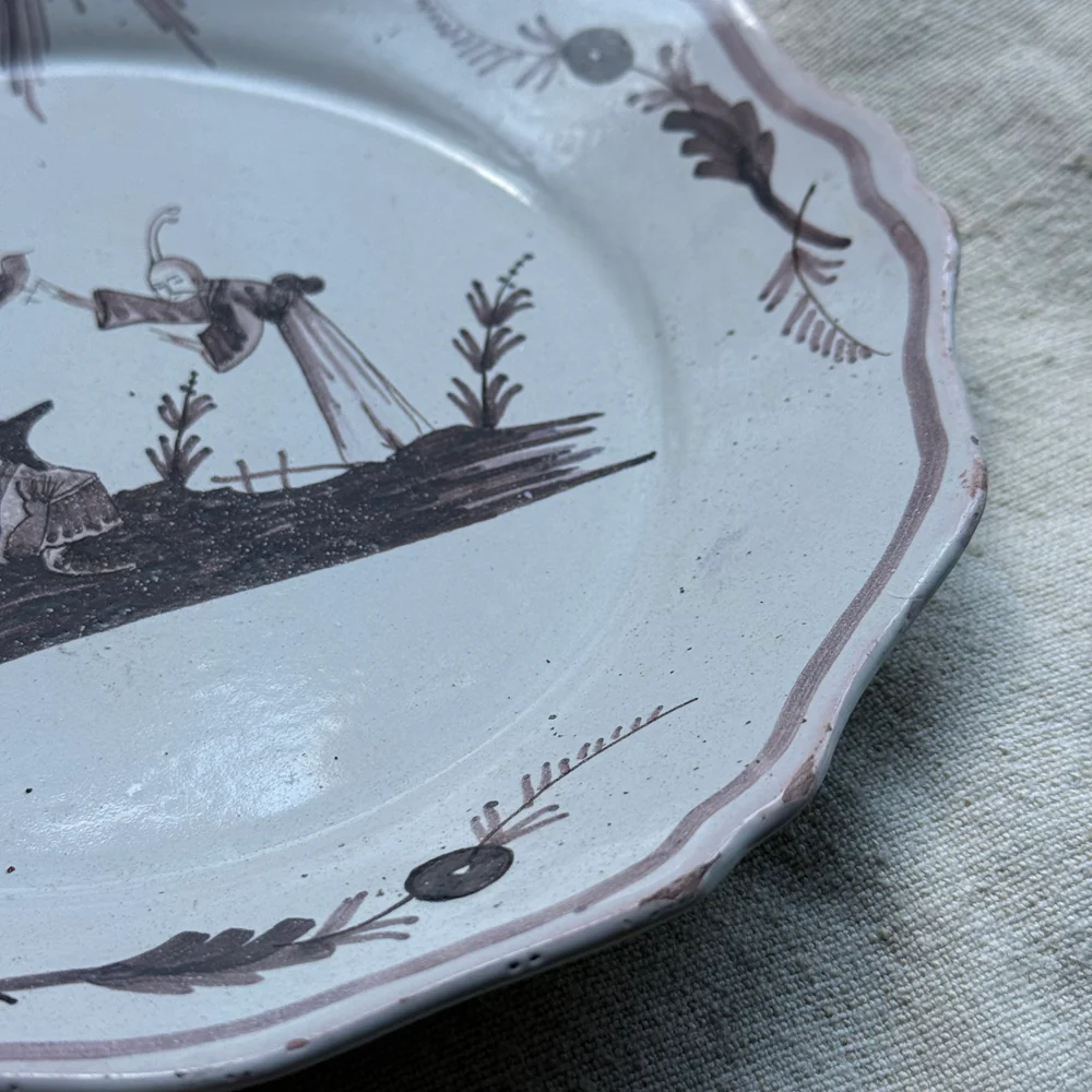 18th-century French Nevers Faience Plate - Image 2