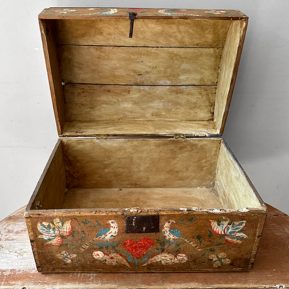 18th-Century French Painted Trunk - Image 4