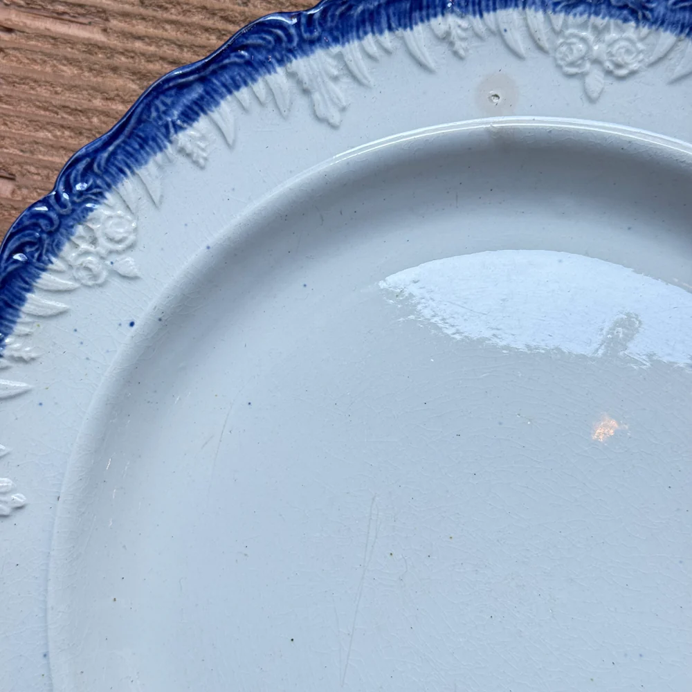 19th-century Blue Feather Edge Ironstone Plate (E) - Image 5