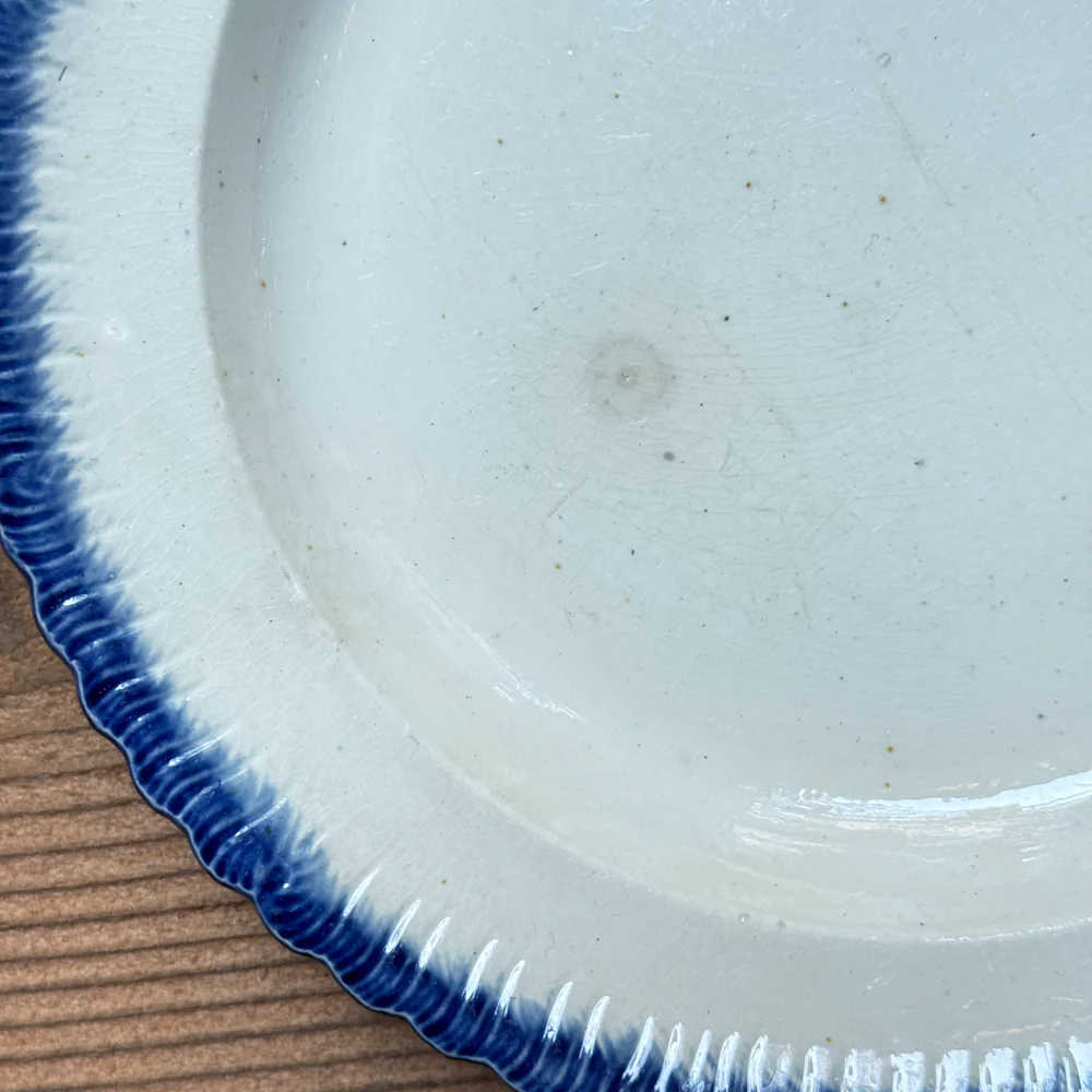 19th-century Blue Feather Edge Ironstone Plate (H) - Image 6