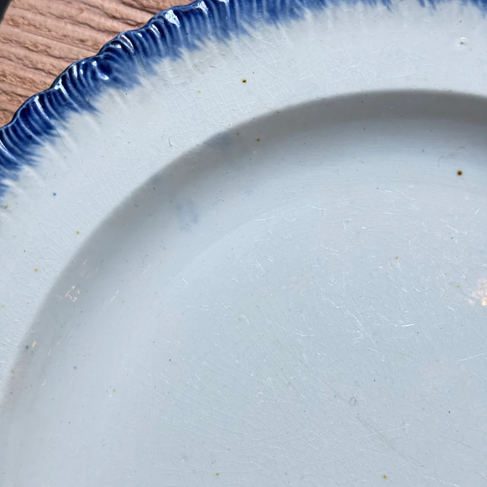19th-century Blue Feather Edge Ironstone Plate (H) - Image 7