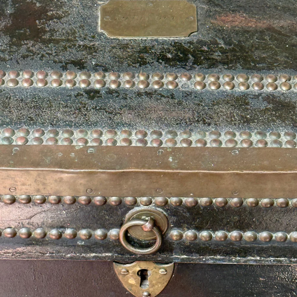 19th-century China Trade Leather Camphor Chest (#2) - Image 4
