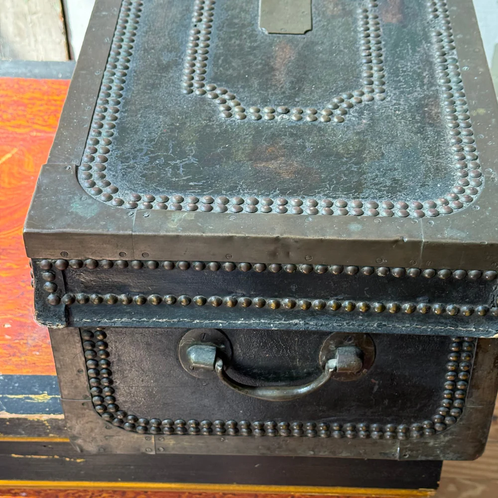 19th-century China Trade Leather Camphor Chest (#2) - Image 5