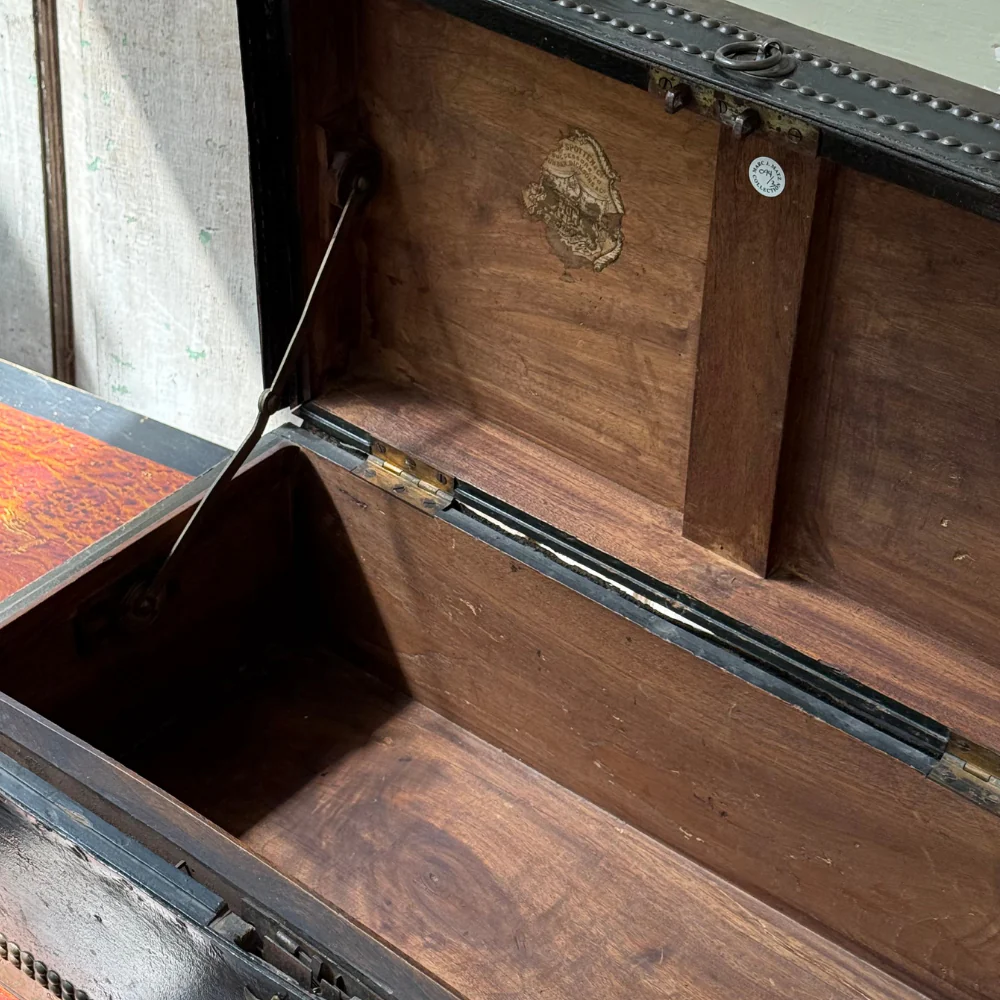 19th-century China Trade Leather Camphor Chest (#2) - Image 7