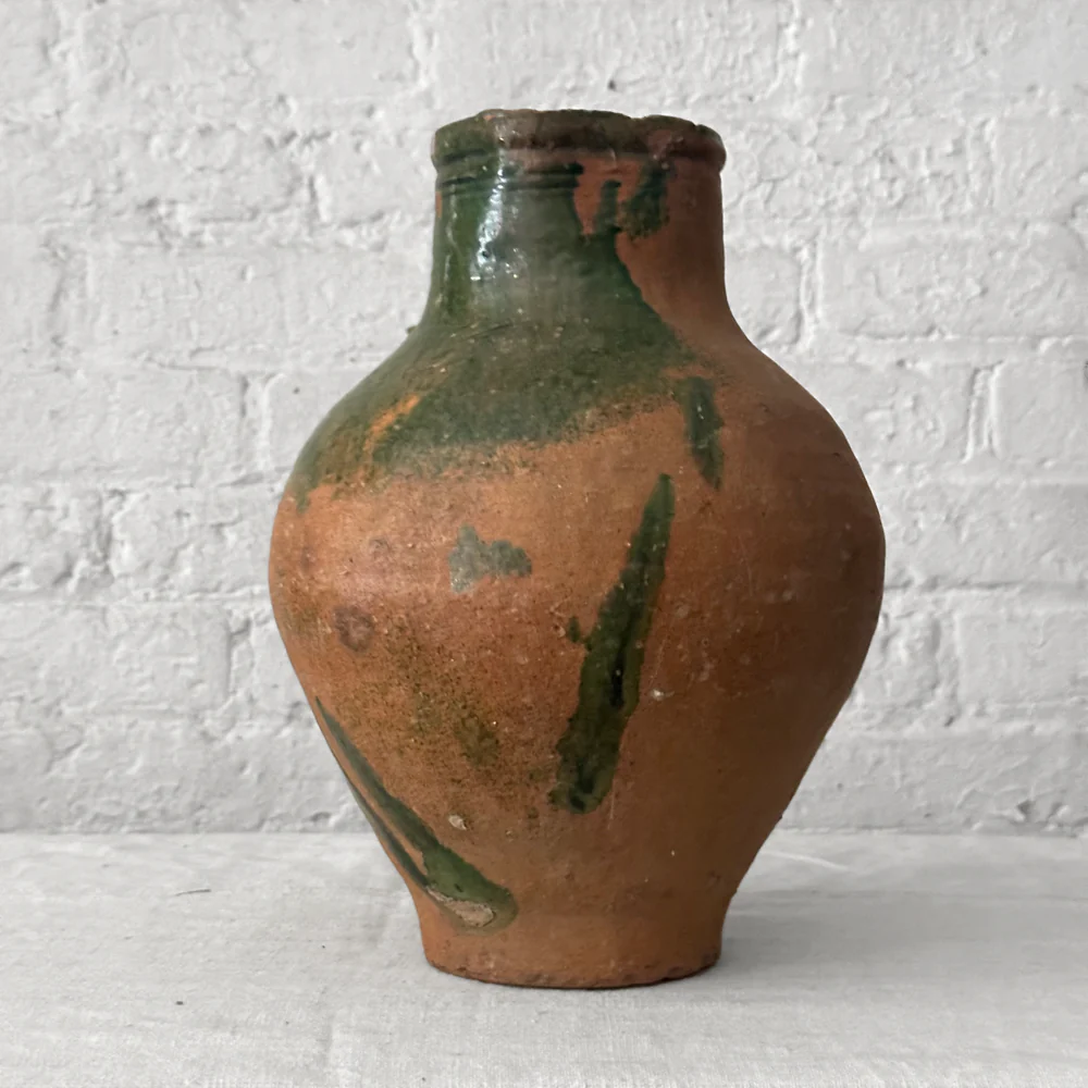 19th Century French Ceramic Pitcher Green with Accents - Image 3