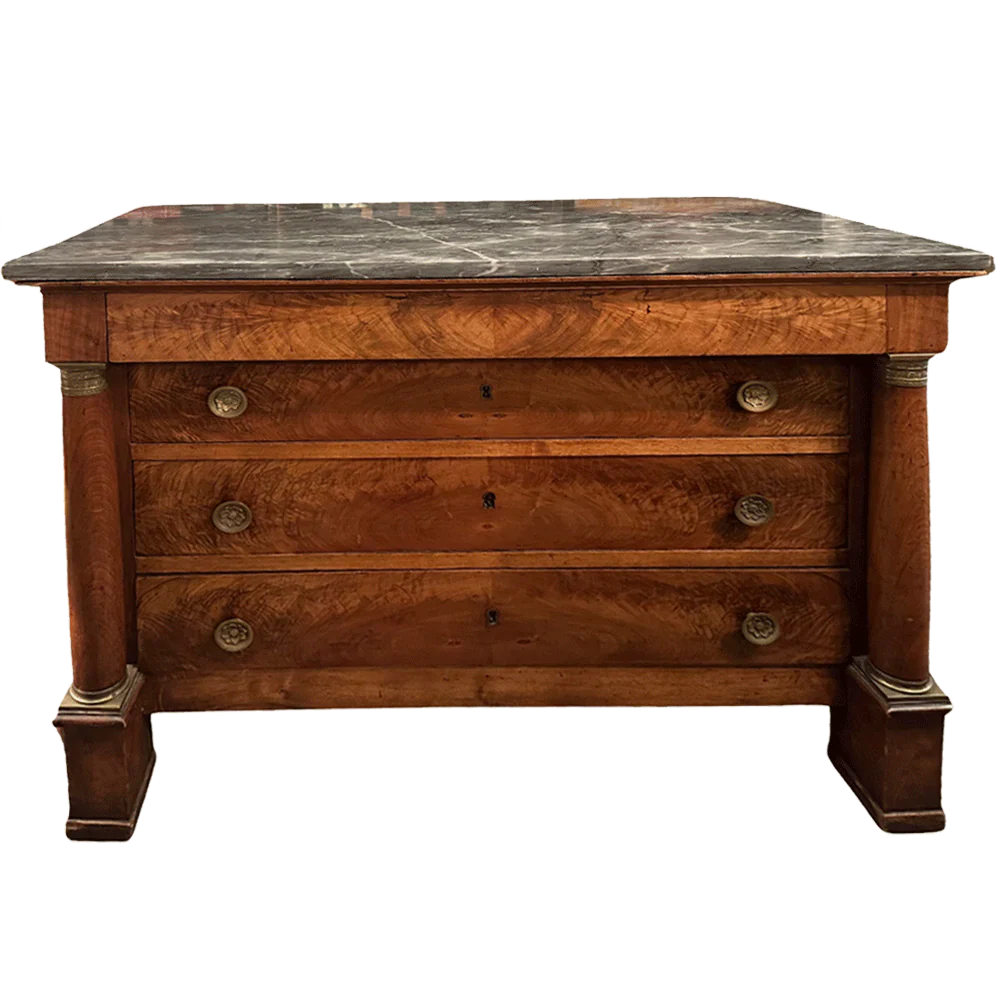 19th-century French Empire Dresser with Marble Top