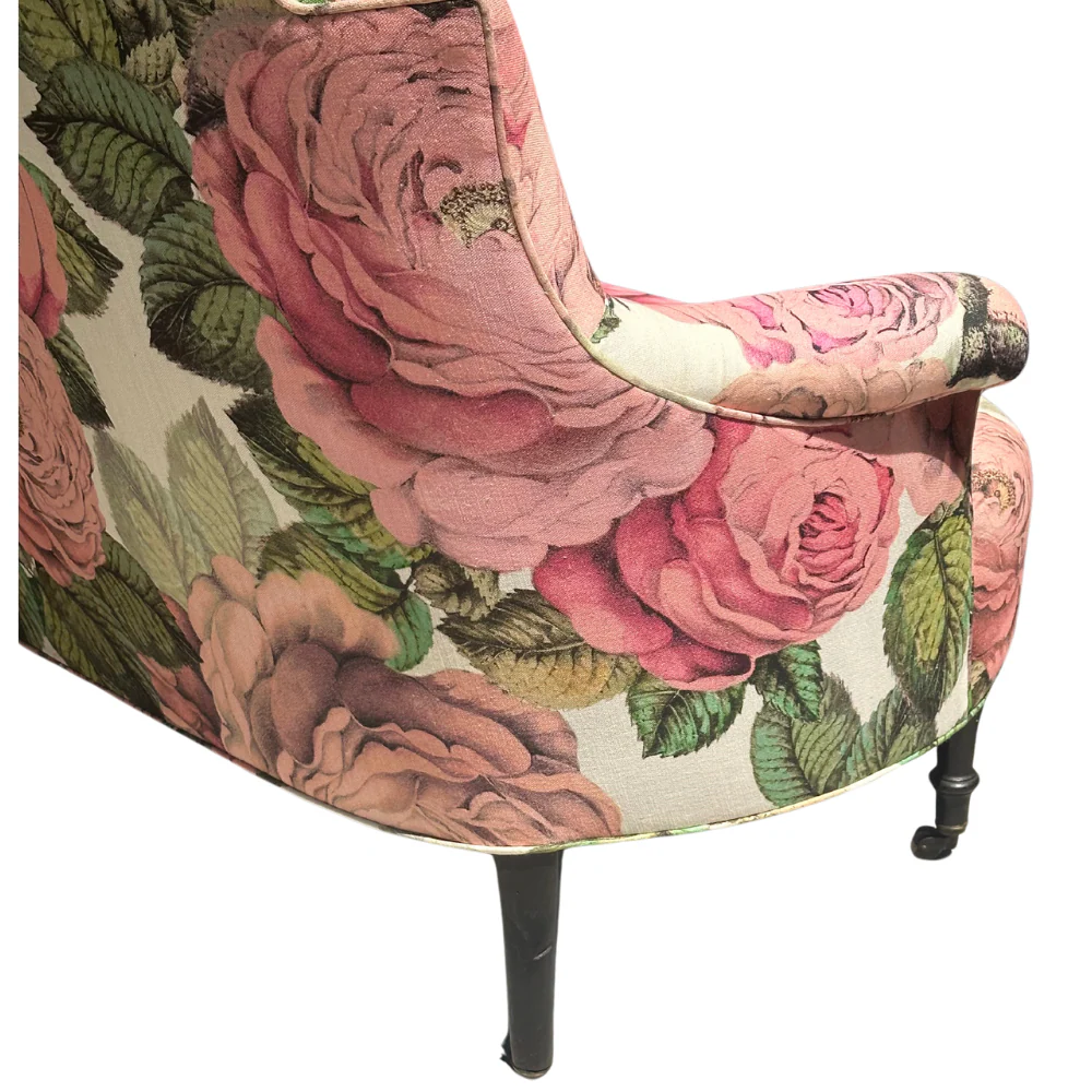 19th Century French Loveseat in John Derian for Designers Guild "The Rose Tuberose" Fabric - Image 10