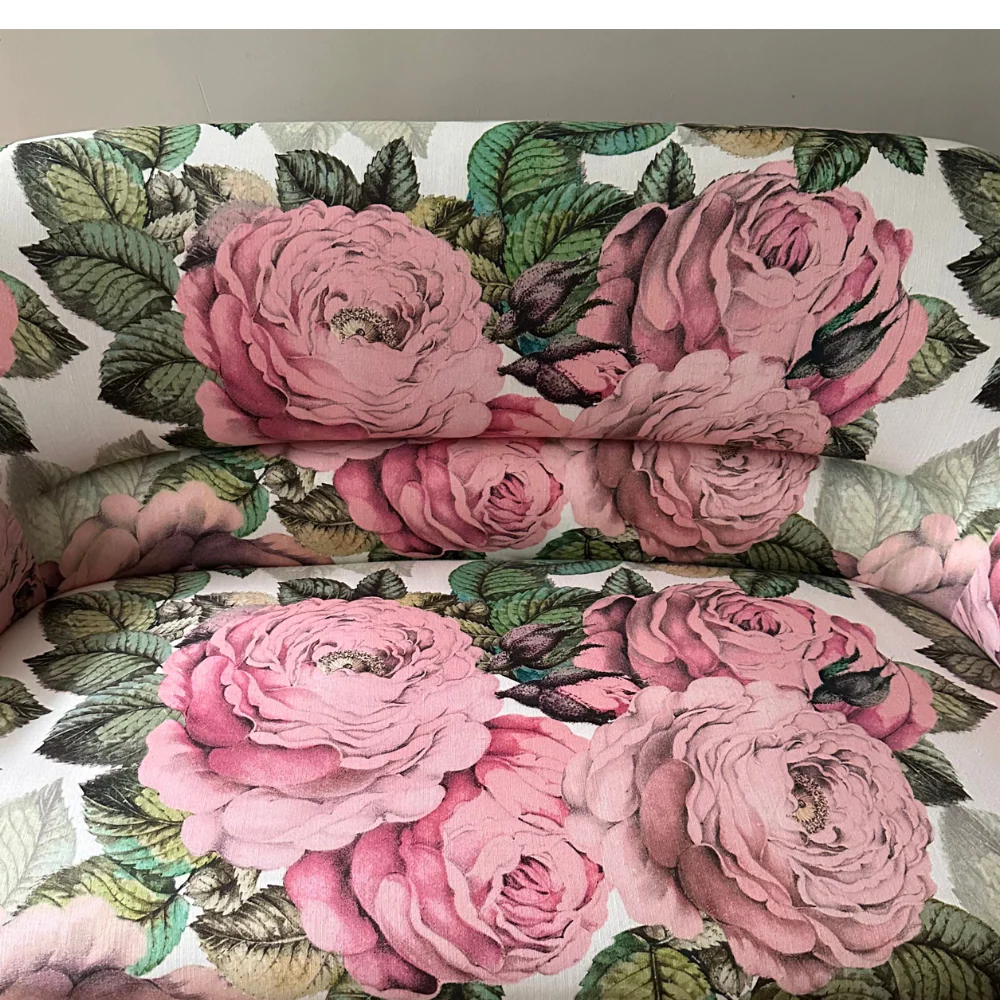 19th Century French Loveseat in John Derian for Designers Guild "The Rose Tuberose" Fabric - Image 11