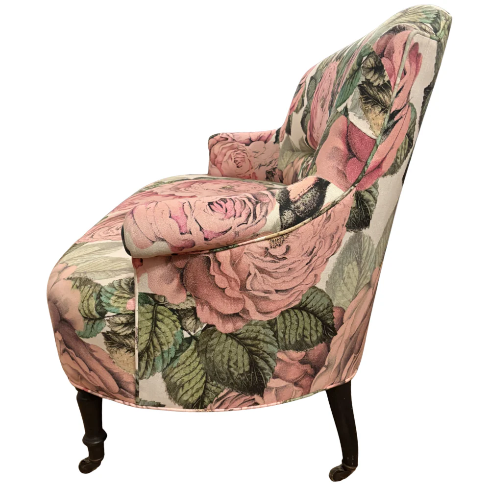 19th Century French Loveseat in John Derian for Designers Guild "The Rose Tuberose" Fabric - Image 3
