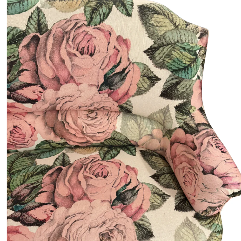 19th Century French Loveseat in John Derian for Designers Guild "The Rose Tuberose" Fabric - Image 5