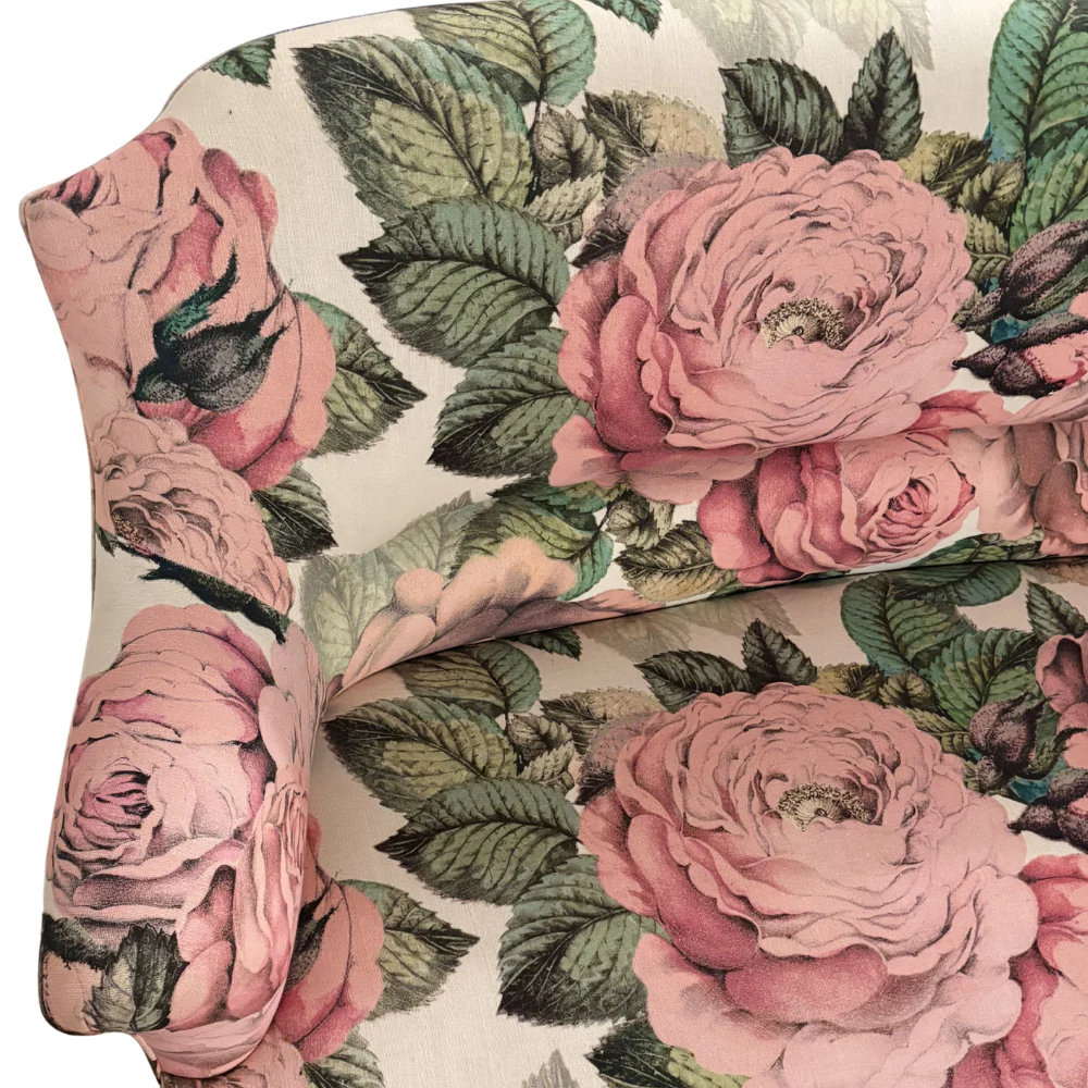 19th Century French Loveseat in John Derian for Designers Guild "The Rose Tuberose" Fabric - Image 7
