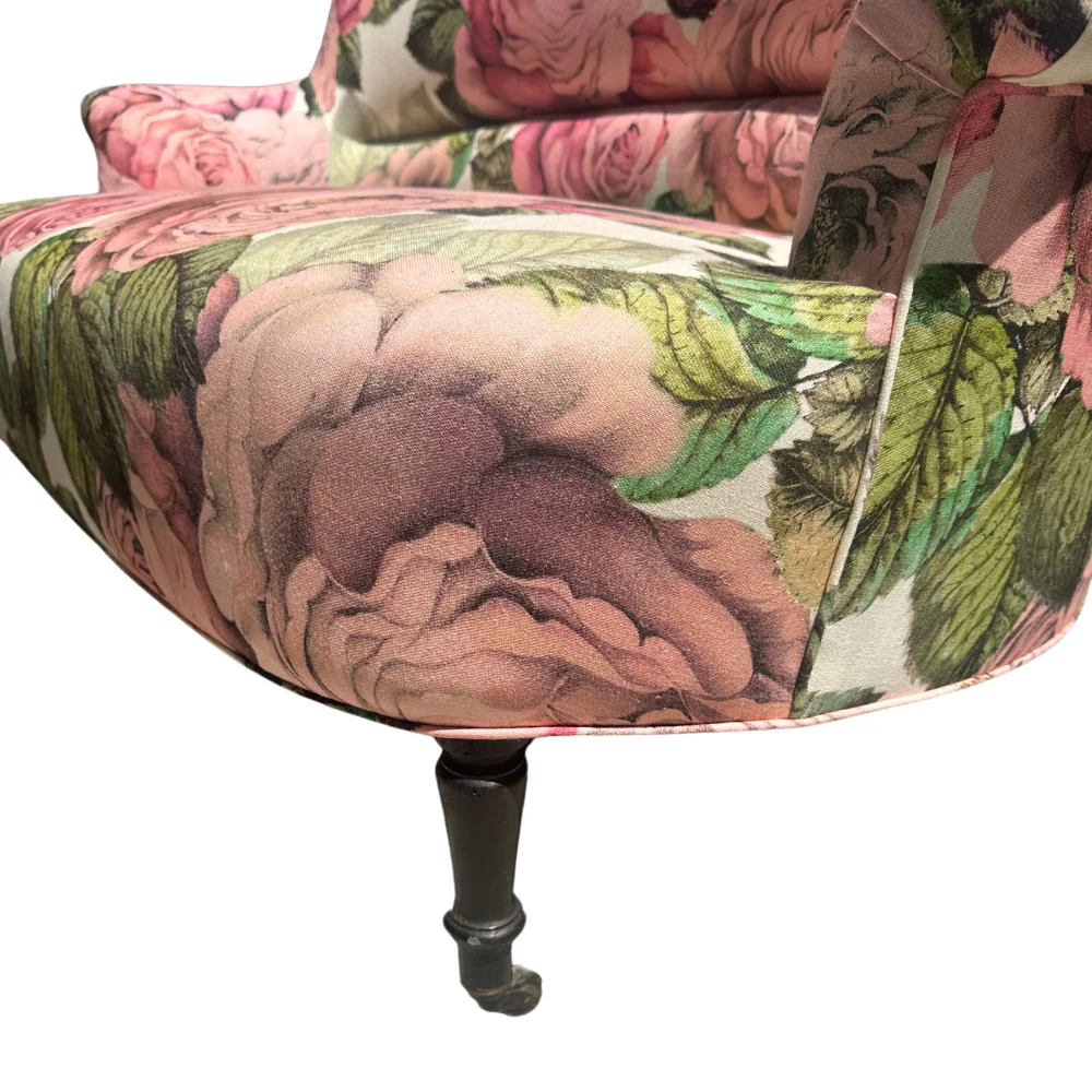 19th Century French Loveseat in John Derian for Designers Guild "The Rose Tuberose" Fabric - Image 9