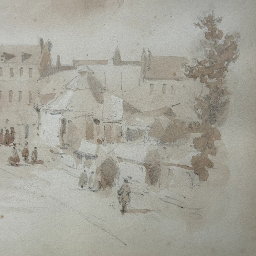 19th Century French Monochromatic Watercolor Painting by Alphonse Baril (#12) - Image 3