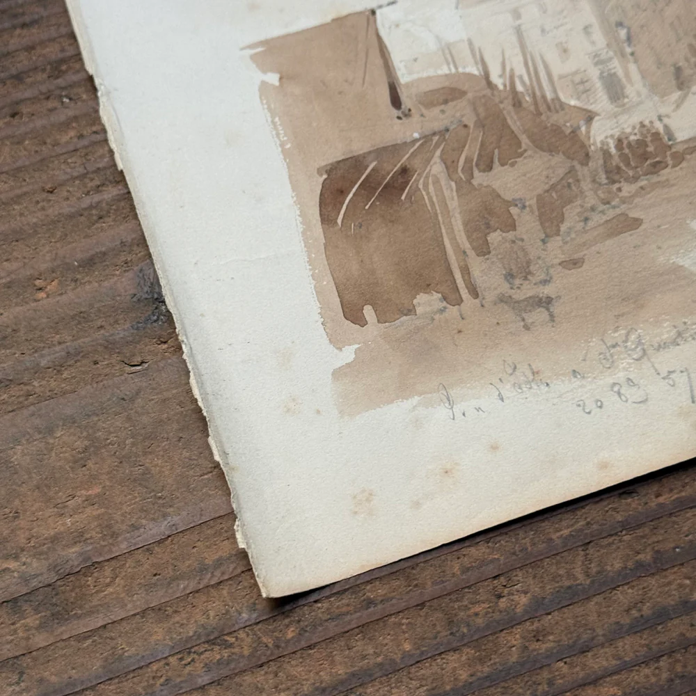19th Century French Monochromatic Watercolor Painting by Alphonse Baril (#12) - Image 4