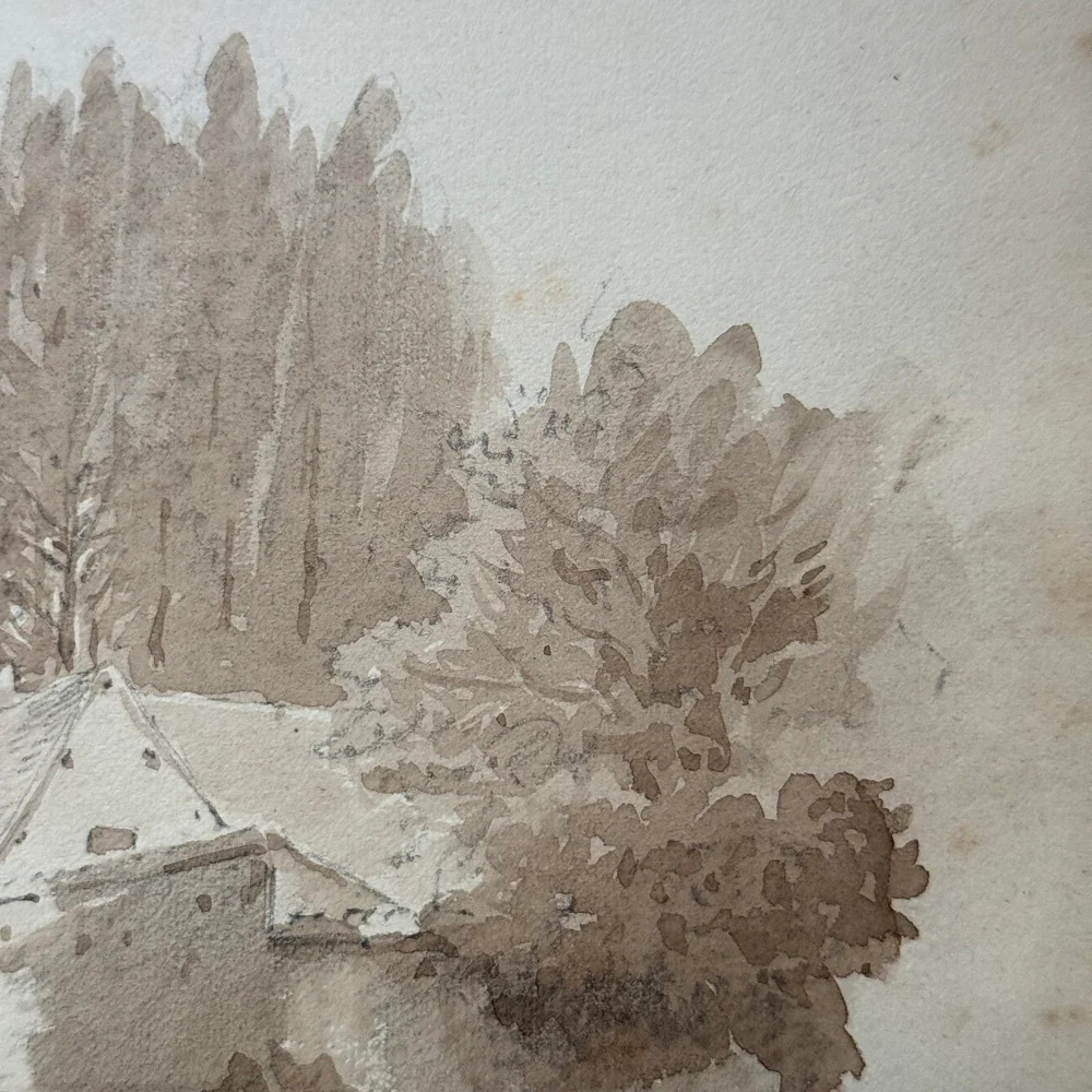 19th Century French Monochromatic Watercolor Painting by Alphonse Baril (#16) - Image 3