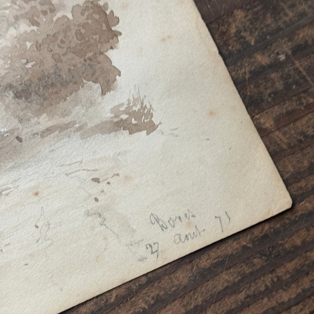 19th Century French Monochromatic Watercolor Painting by Alphonse Baril (#16) - Image 4