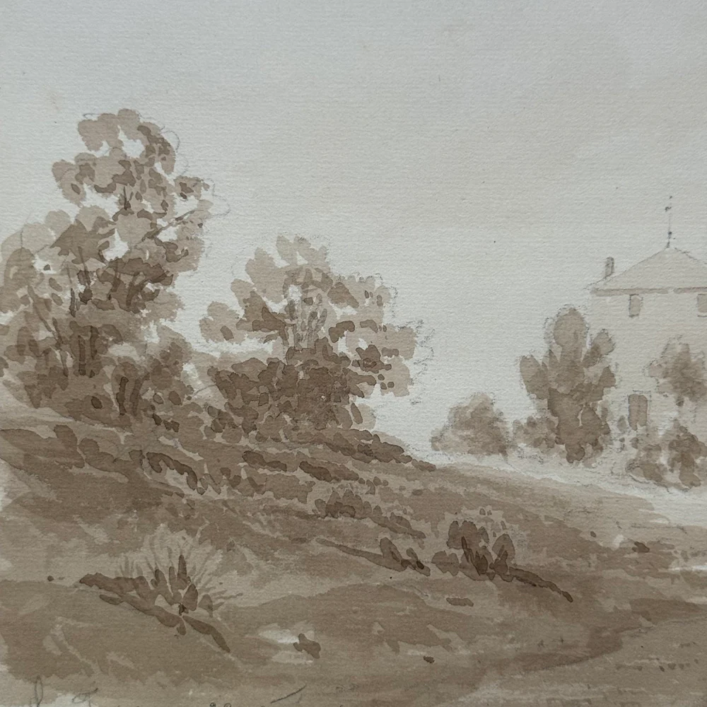 19th Century French Monochromatic Watercolor Painting by Alphonse Baril (#27) - Image 3