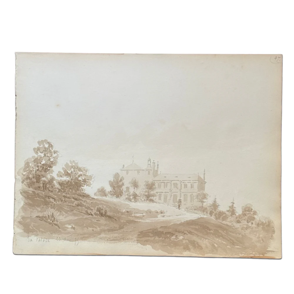 19th Century French Monochromatic Watercolor Painting by Alphonse Baril (#27) - Image 4