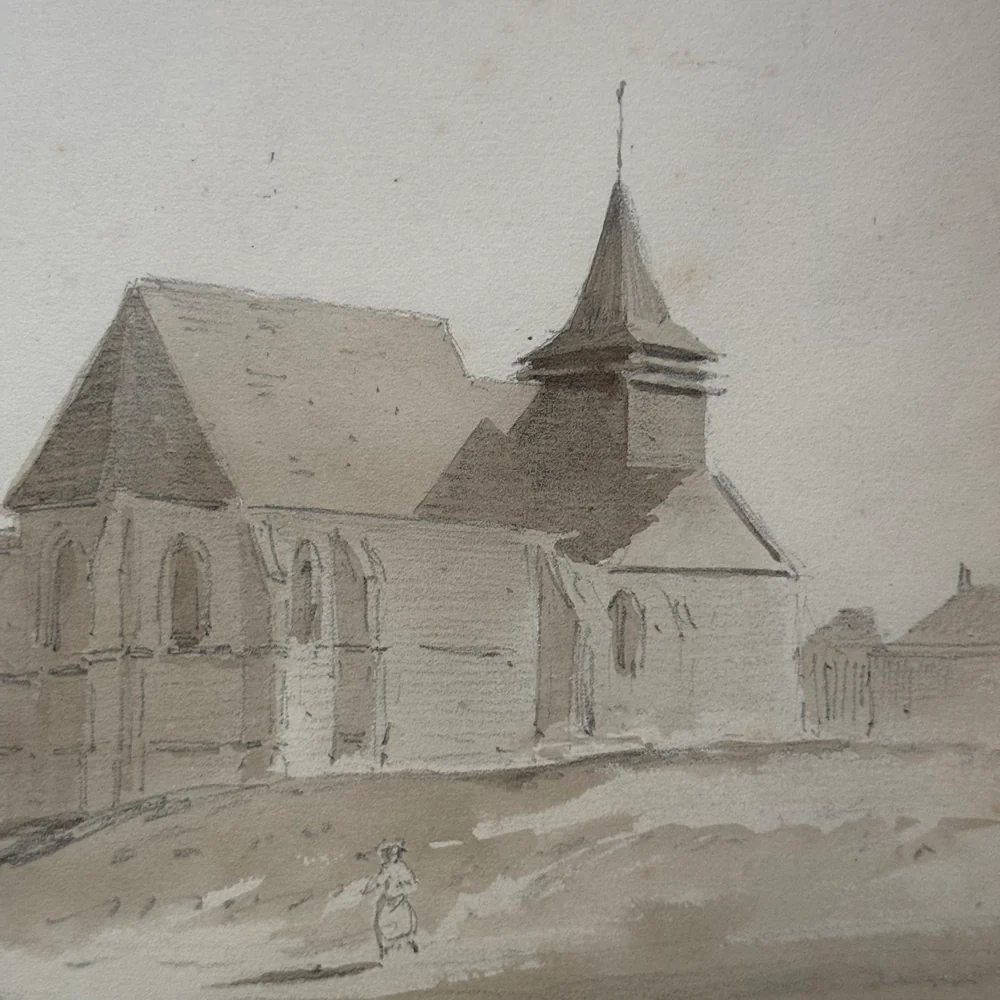 19th Century French Monochromatic Watercolor Painting by Alphonse Baril (#21) - Image 2