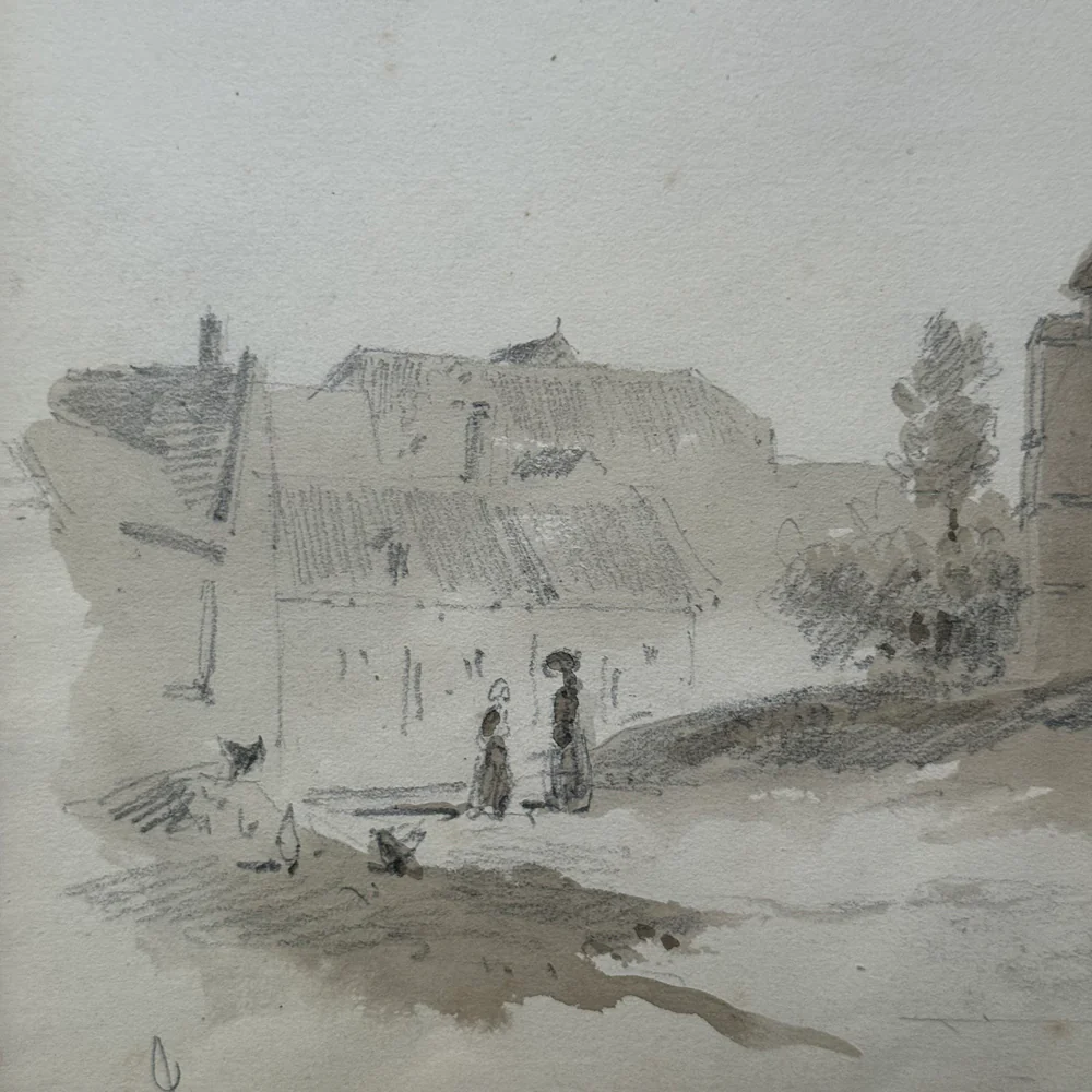 19th Century French Monochromatic Watercolor Painting by Alphonse Baril (#21) - Image 3
