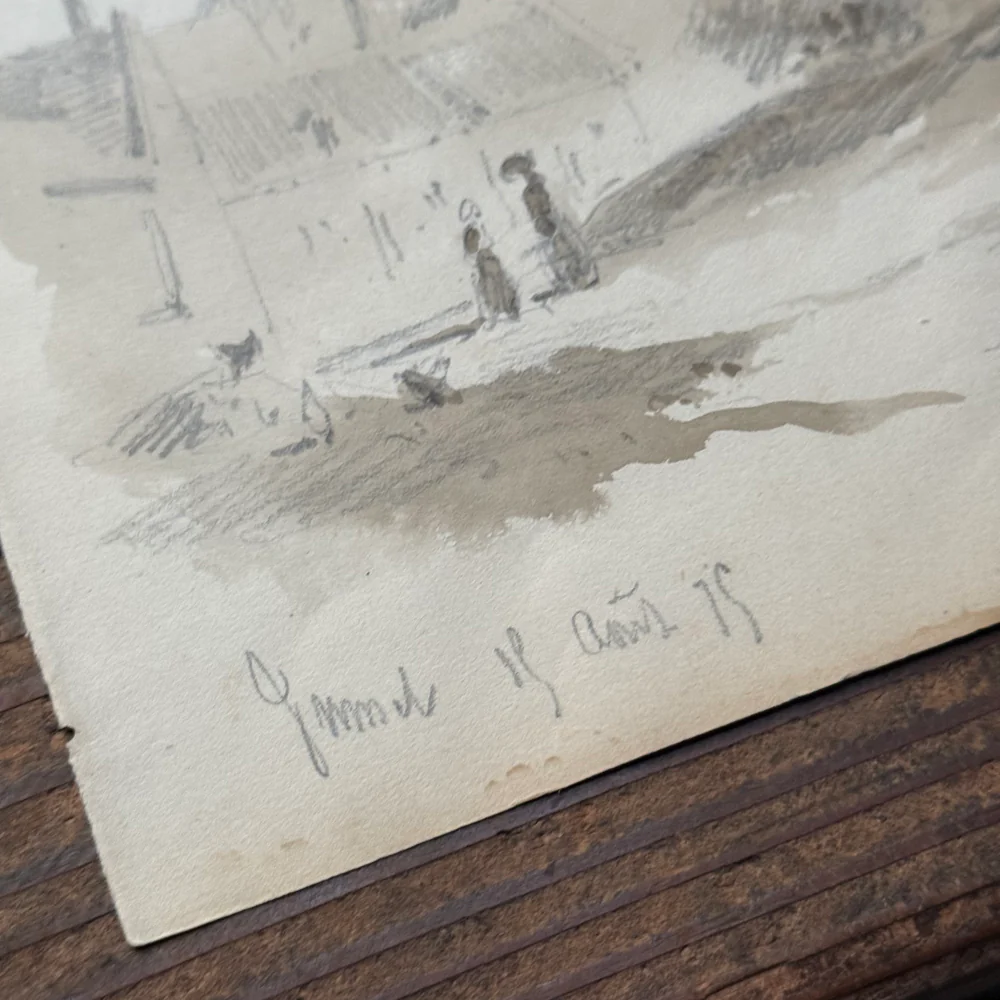 19th Century French Monochromatic Watercolor Painting by Alphonse Baril (#21) - Image 4