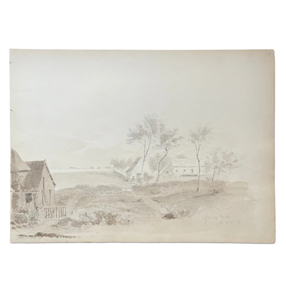 19th Century French Monochromatic Watercolor Painting by Alphonse Baril (#3)