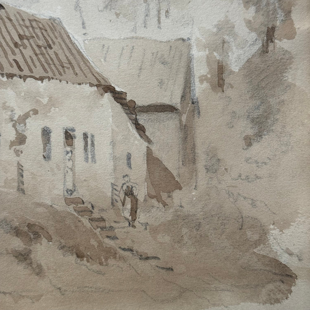 19th Century French Monochromatic Watercolor Painting by Alphonse Baril (#100) - Image 3