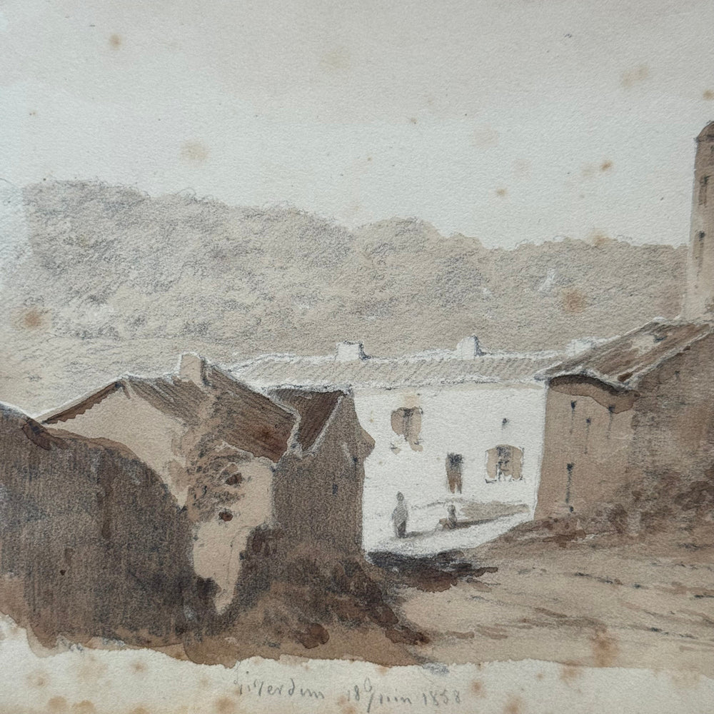 19th Century French Monochromatic Watercolor Painting by Alphonse Baril (#46) - Image 3