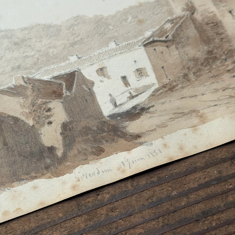 19th Century French Monochromatic Watercolor Painting by Alphonse Baril (#46) - Image 4