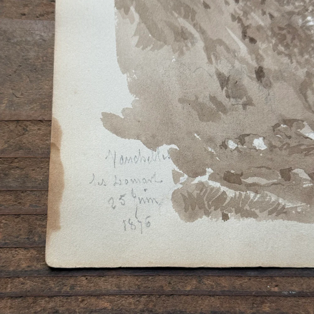 19th Century French Monochromatic Watercolor Painting by Alphonse Baril (#47) - Image 4