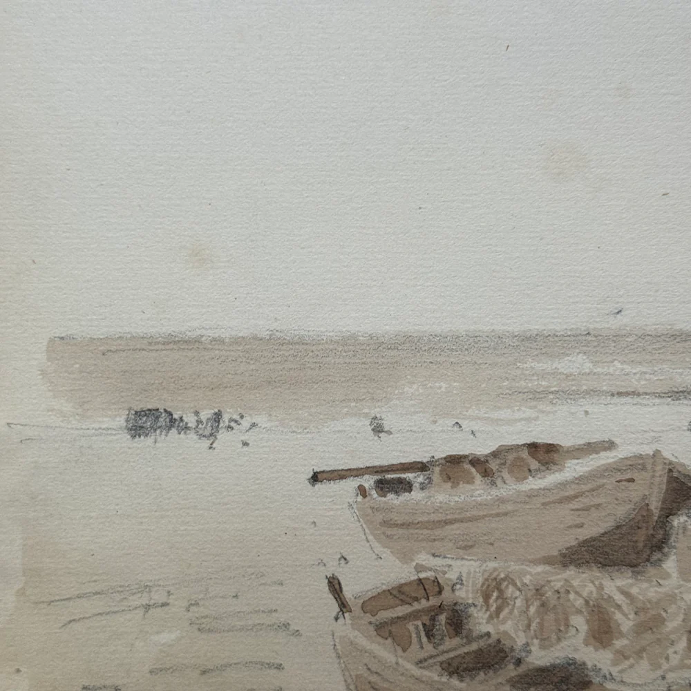 19th Century French Monochromatic Watercolor Painting by Alphonse Baril (#50) - Image 4