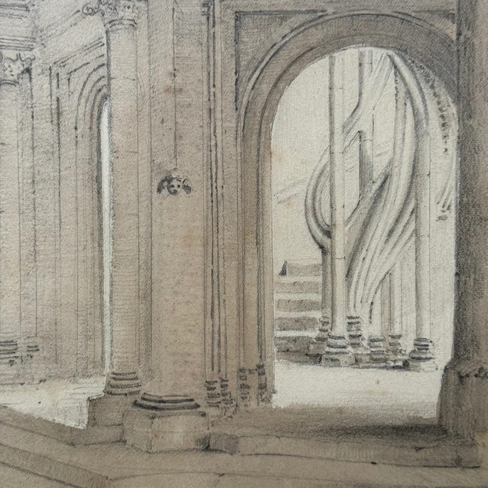 19th Century French Monochromatic Watercolor Painting by Alphonse Baril (#52) - Image 2