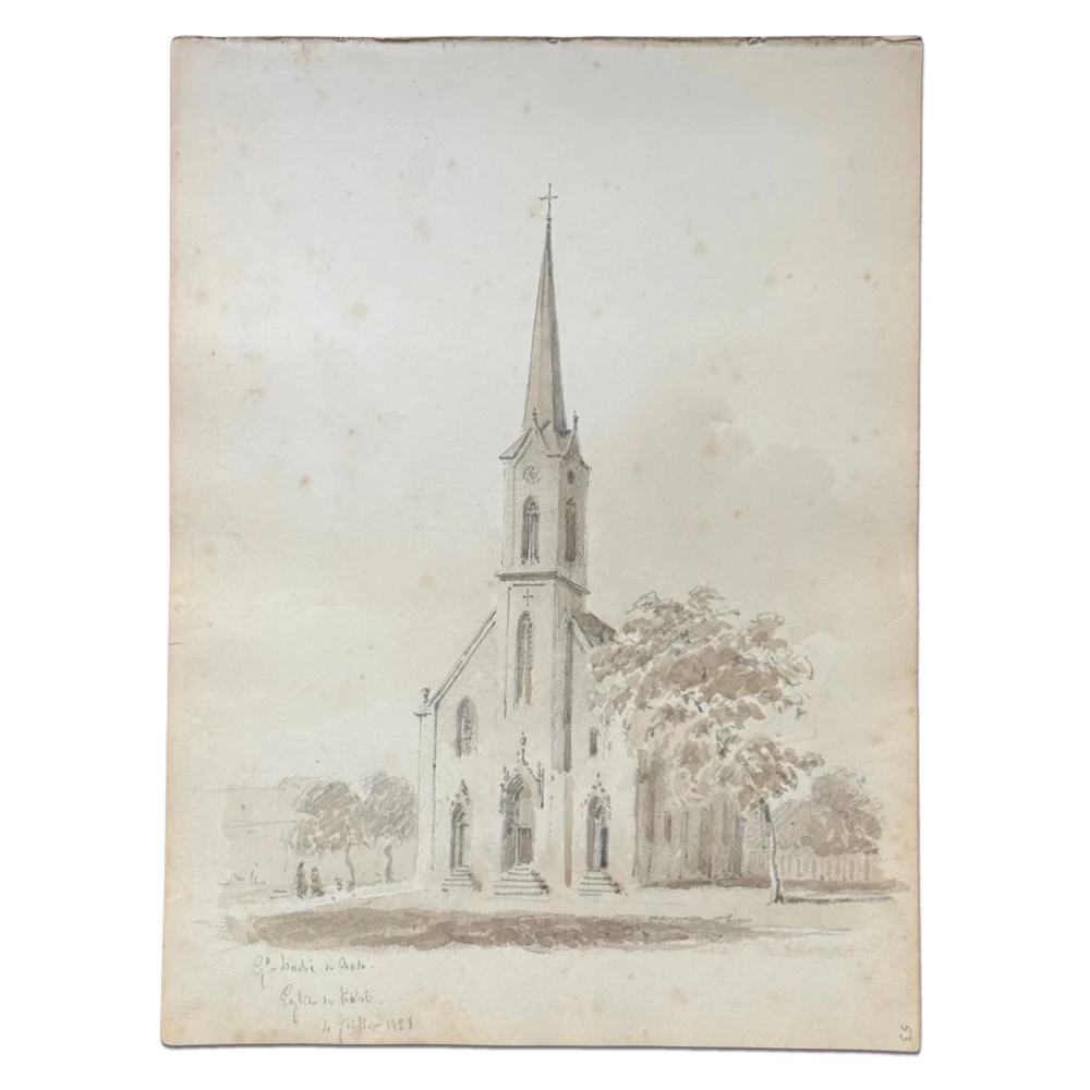 19th Century French Monochromatic Watercolor Painting by Alphonse Baril (#53)