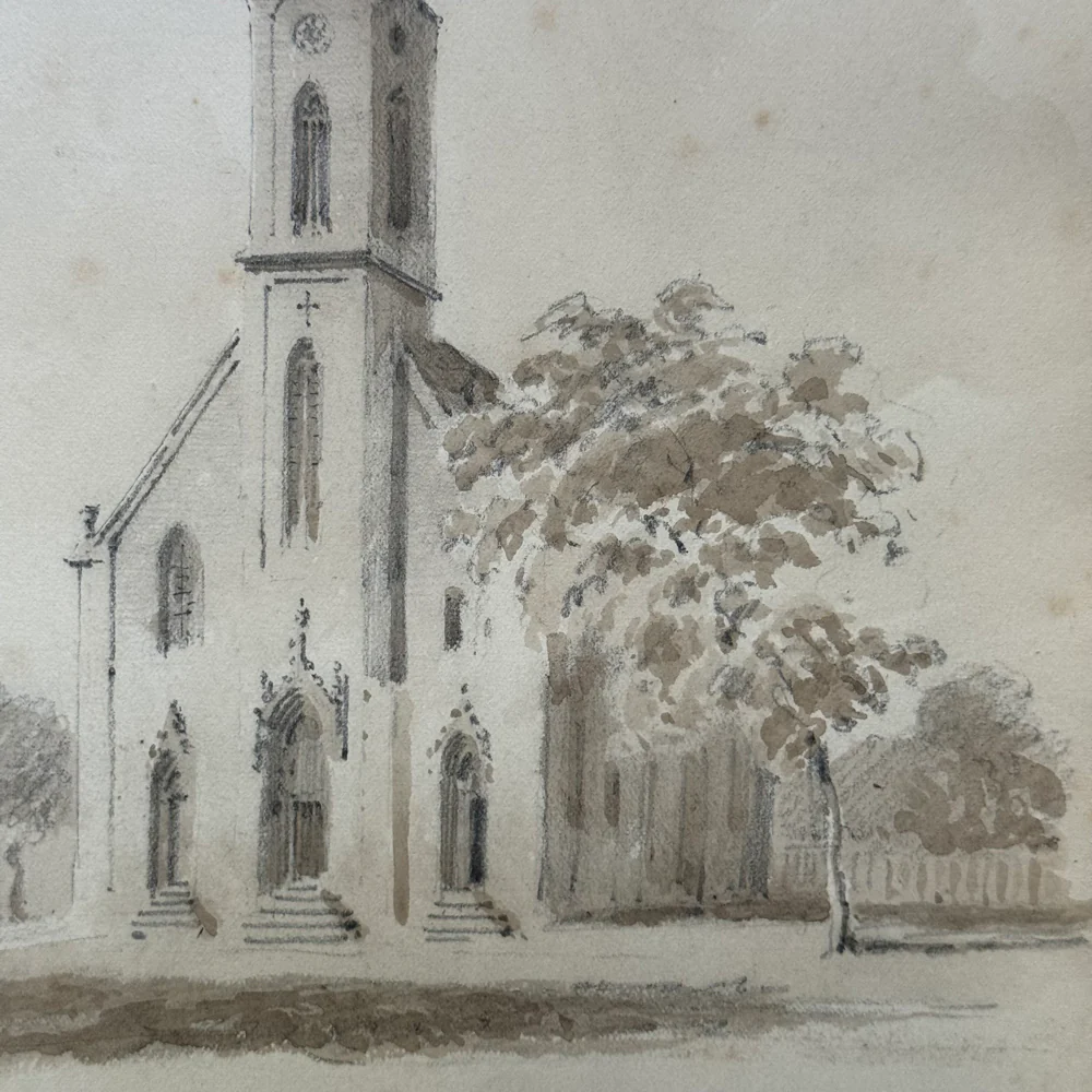 19th Century French Monochromatic Watercolor Painting by Alphonse Baril (#53) - Image 2