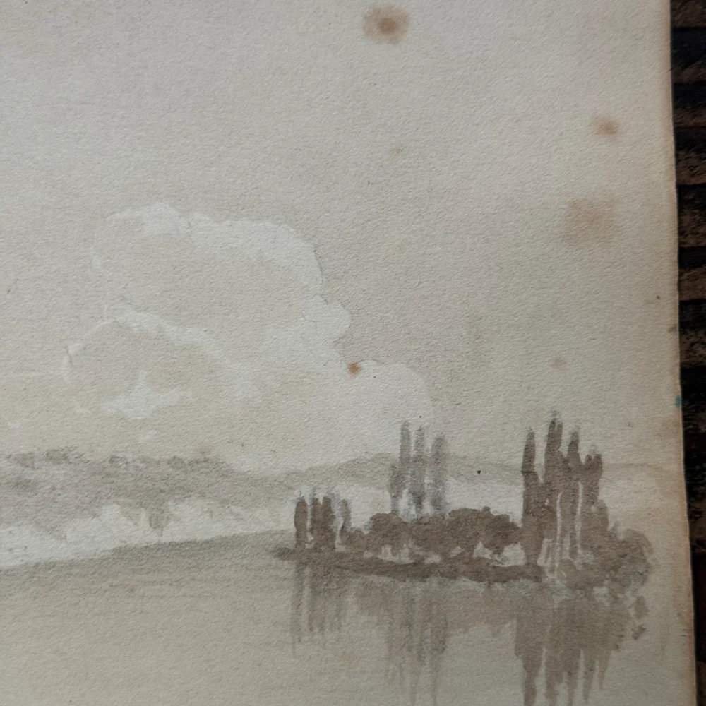 19th Century French Monochromatic Watercolor Painting by Alphonse Baril (#89) - Image 3