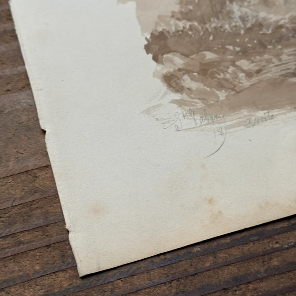 19th Century French Monochromatic Watercolor Painting by Alphonse Baril (#90) - Image 4