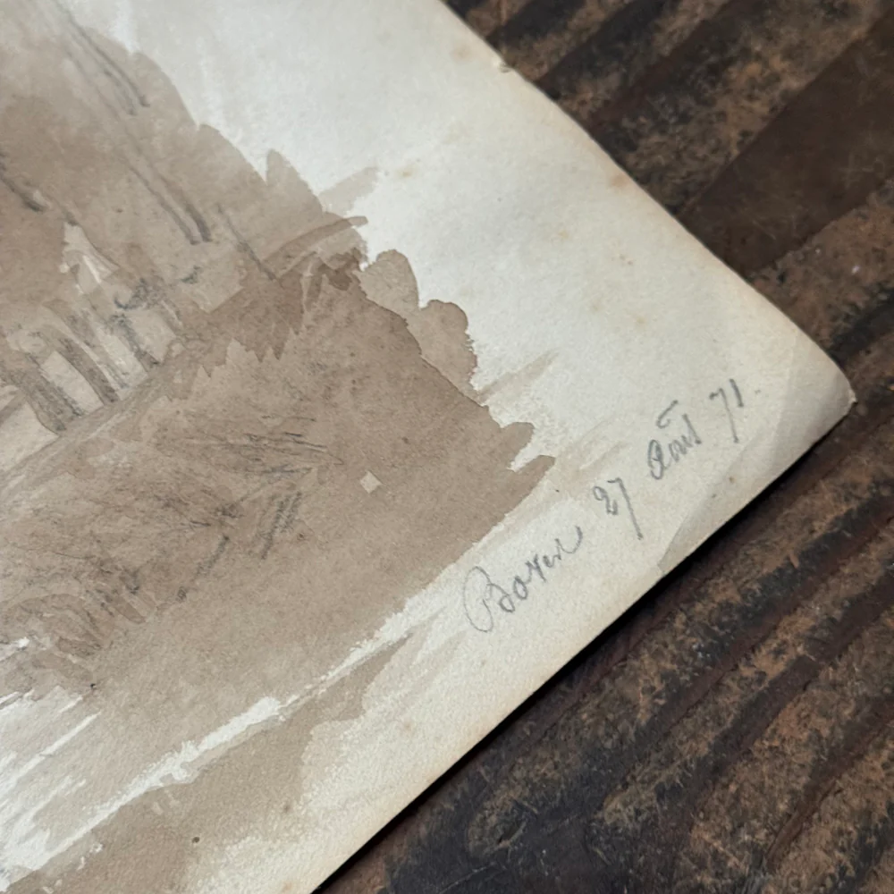 19th Century French Monochromatic Watercolor Painting by Alphonse Baril (#92) - Image 4