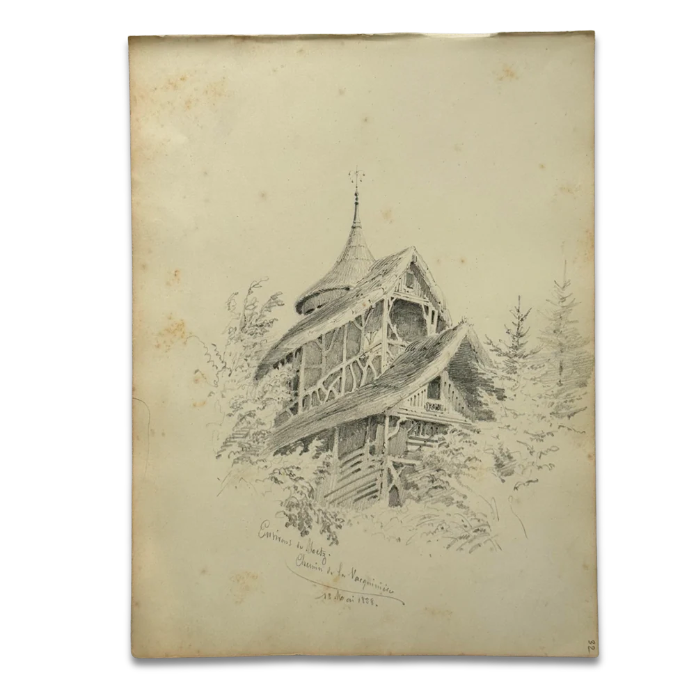 19th-century French Pencil Drawing by Alphonse Baril (#32)