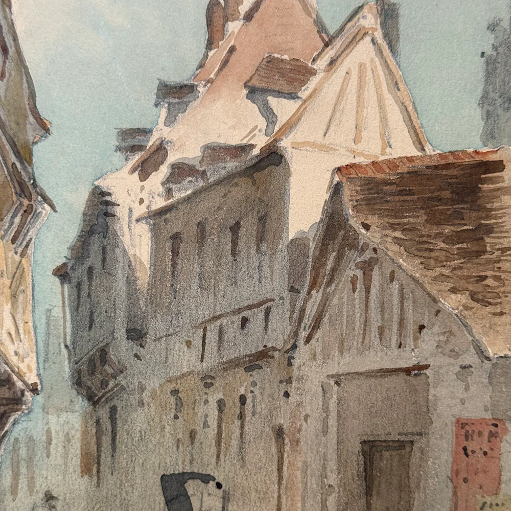 19th Century French Watercolor Painting by Alphonse Baril (#36) - Image 2