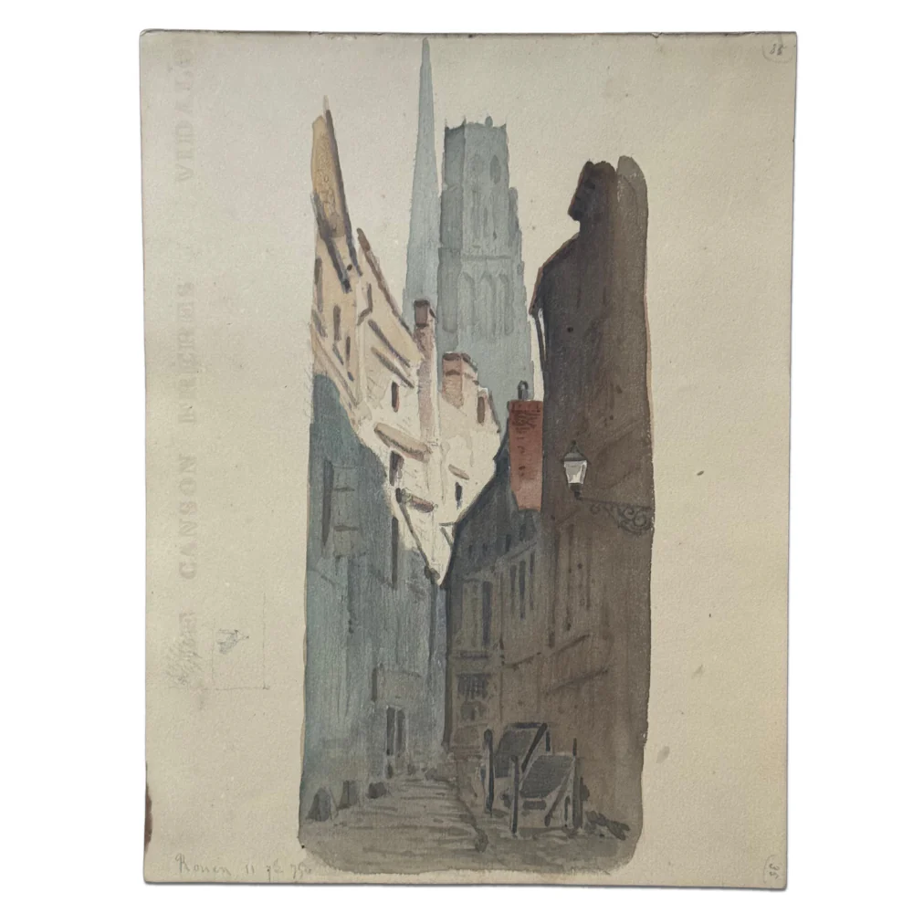 19th Century French Watercolor Painting by Alphonse Baril (#35)