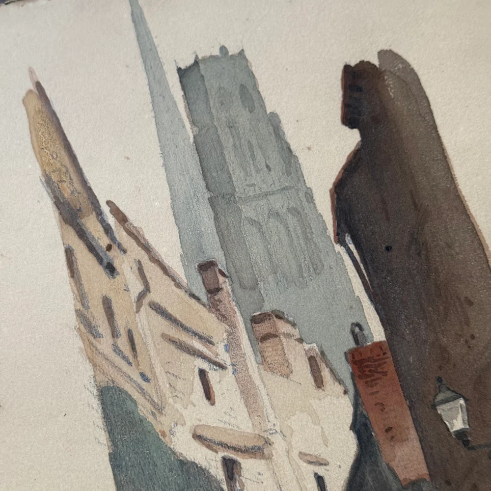 19th Century French Watercolor Painting by Alphonse Baril (#35) - Image 4