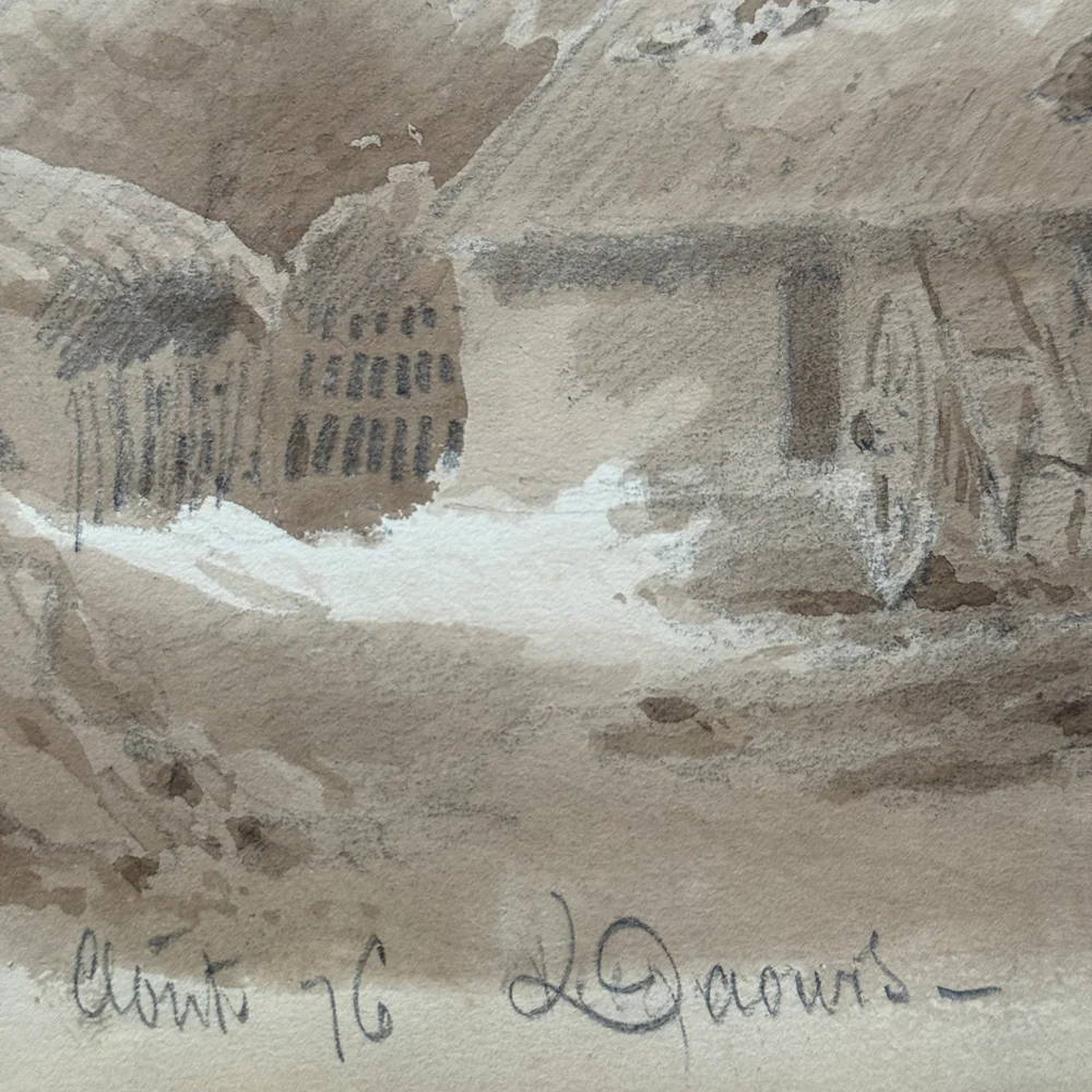 19th Century French Monochromatic Watercolor Painting by Alphonse Baril (#48) - Image 5