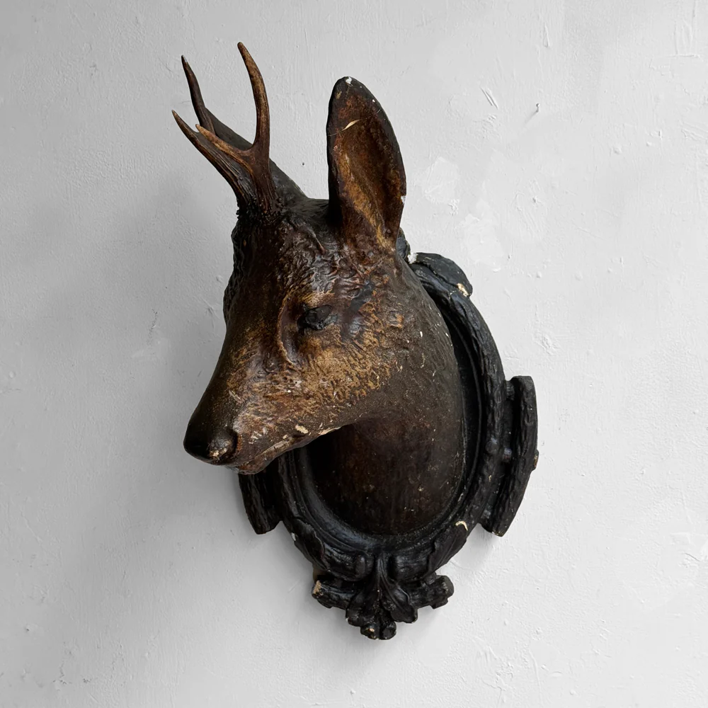 19th-century German Plaster Deer Head