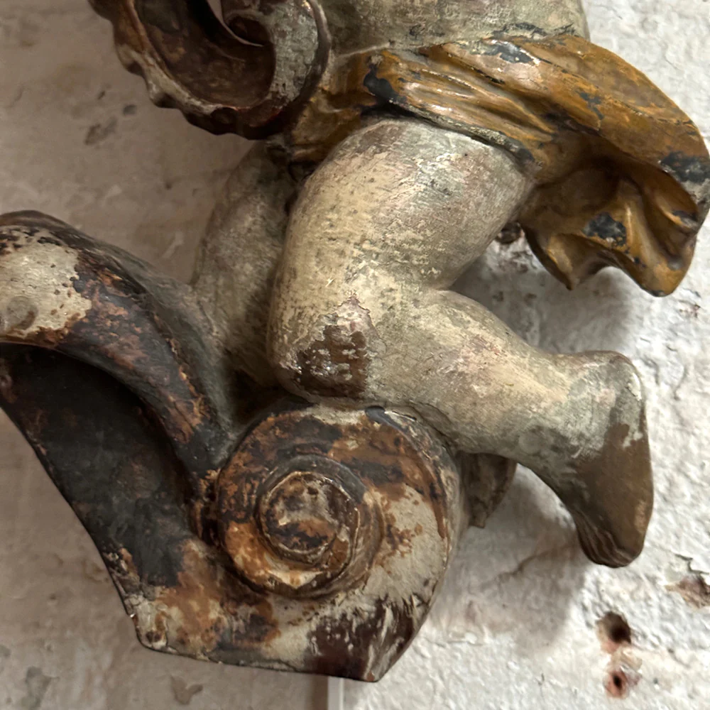 19th Century Italian Carved Angel - Image 3