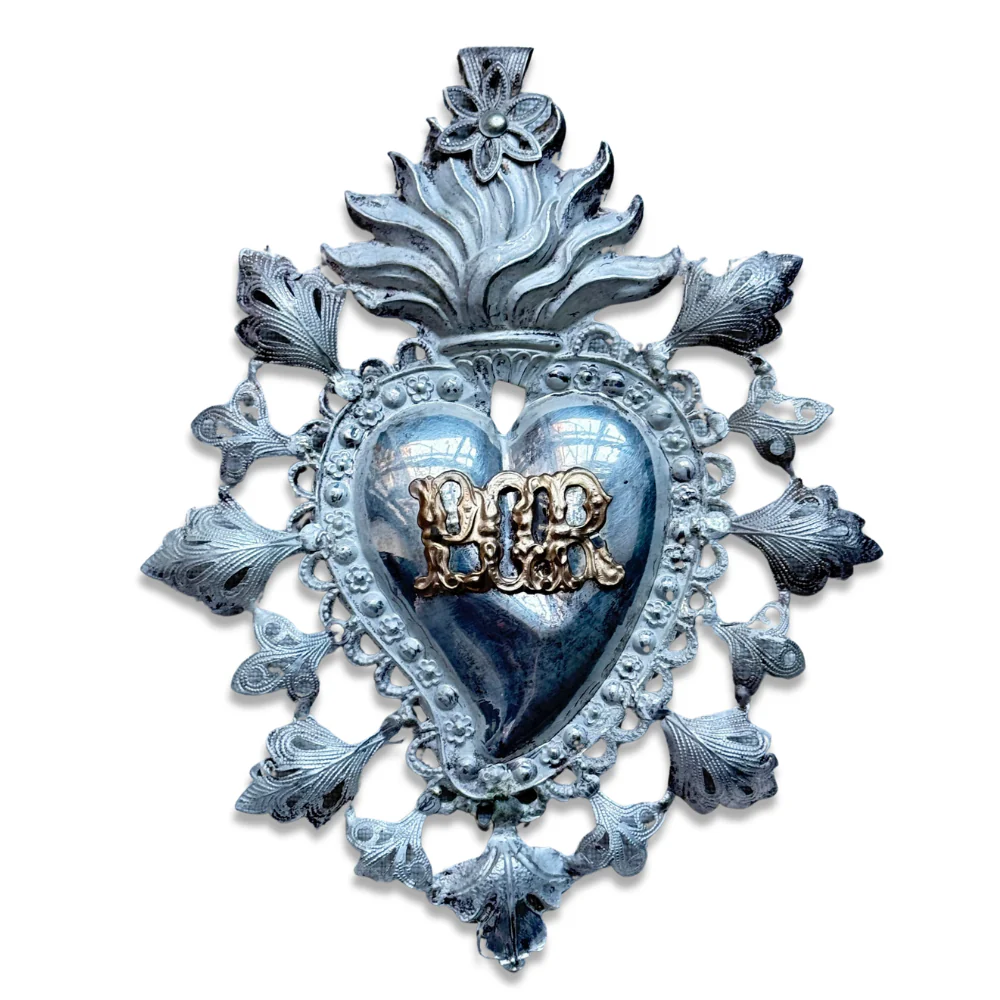 19th-century Italian Ex-Voto Sacred Silver Heart (No. 4-26)