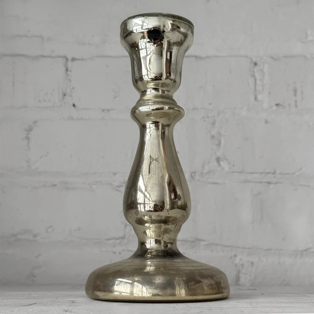 19th-century Mercury Glass Candle Holder (M-10)