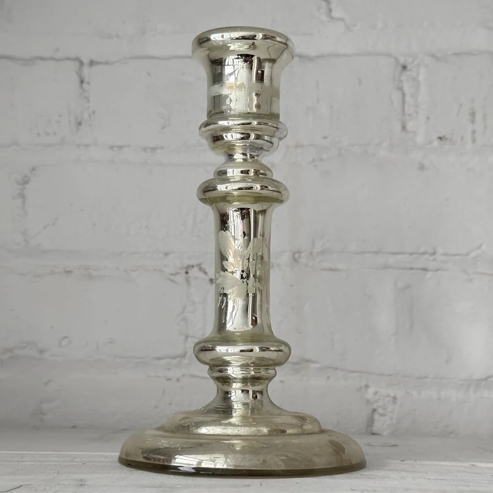 19th-century Mercury Glass Candle Holder (M-11)