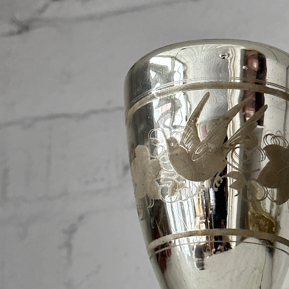 19th-century Mercury Glass Footed Vase (M-16) - Image 5