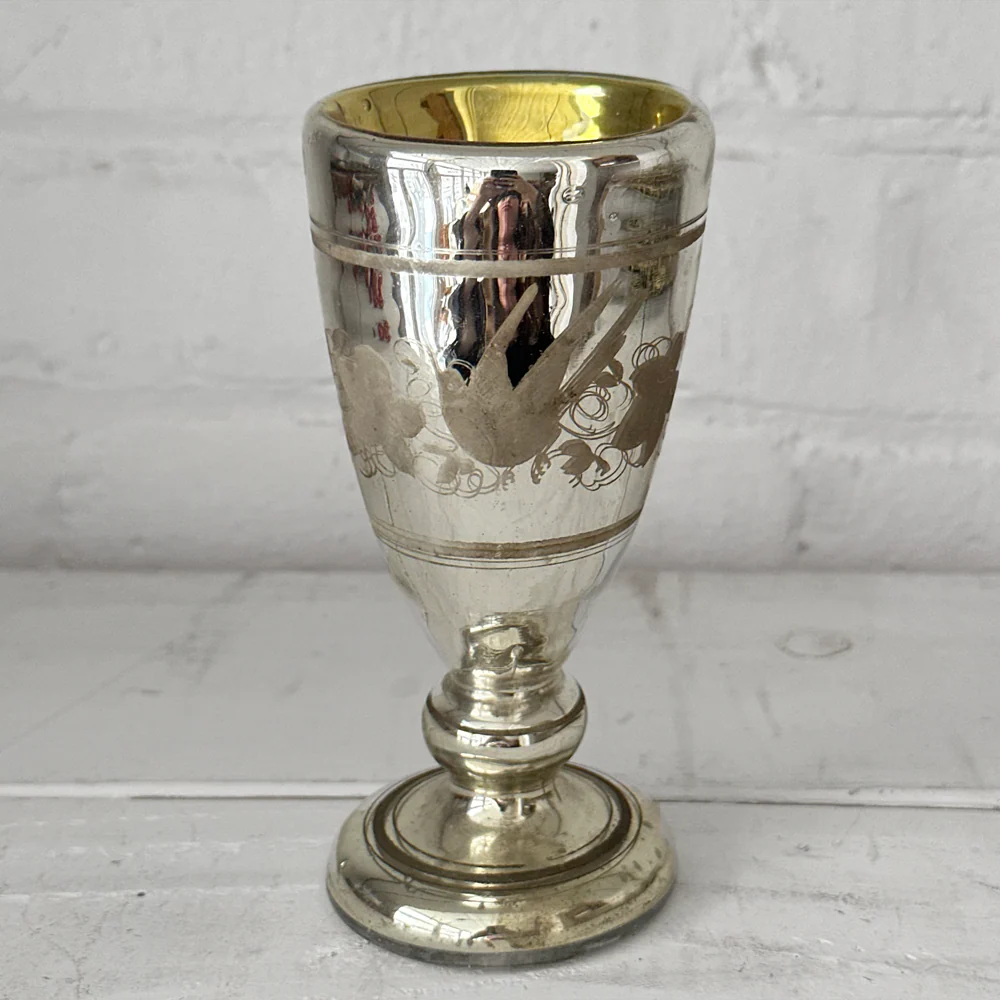 19th-century Mercury Glass Footed Vase (M-16) - Image 6